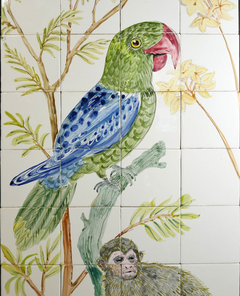 kitchen backsplash tile panel with bird