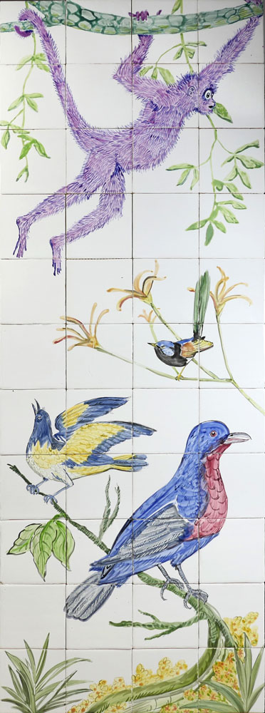 kitchen backsplash tile panel with bird
