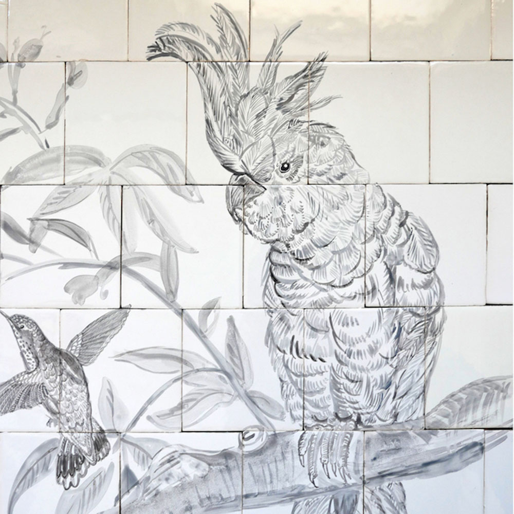 kitchen backsplash tile panel with bird