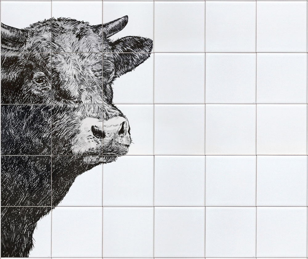 tile panel cow's head