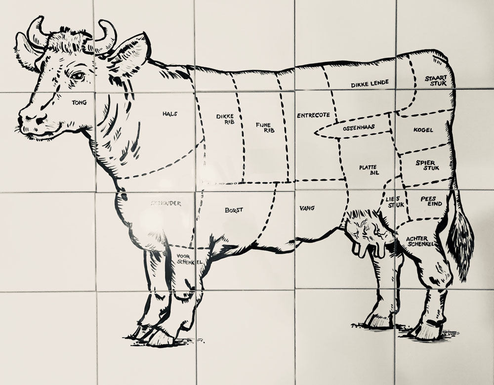 tegeltableau met koe