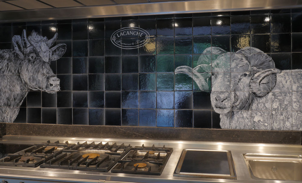 kitchen backsplash tile panel with cow