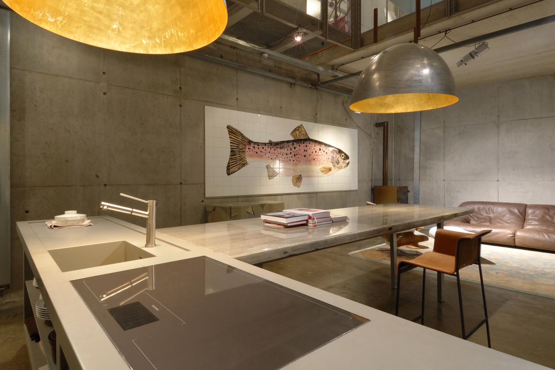 kitchen backsplash tile panel with fish