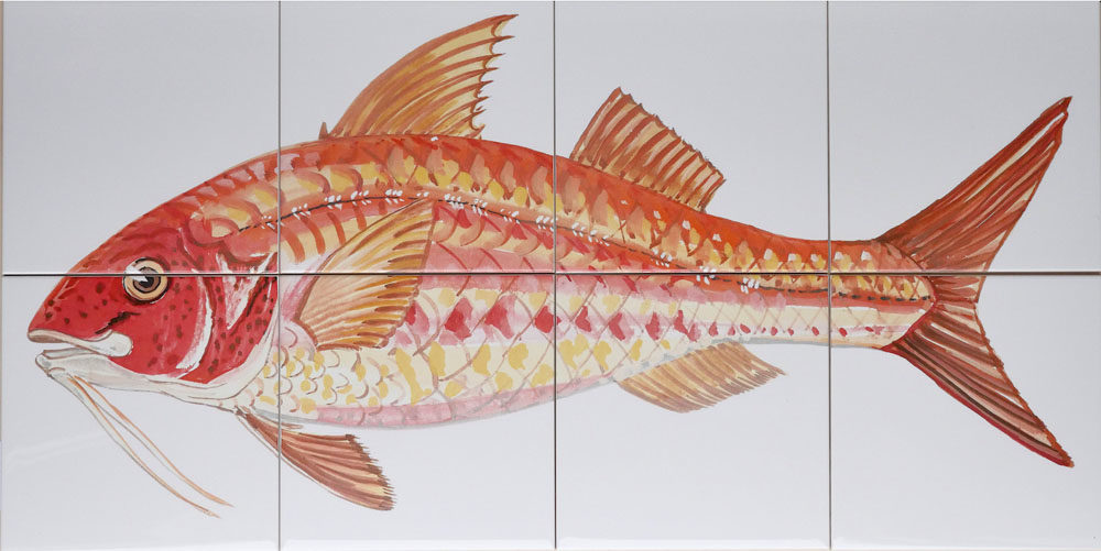 kitchen backsplash tile panel with fish