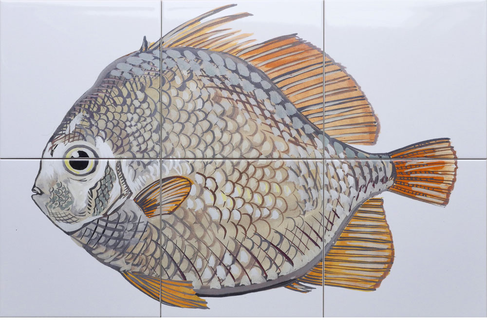 kitchen backsplash tile panel with fish