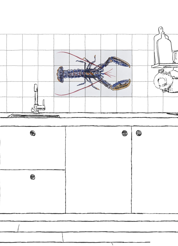 tegeltableau met kreeft