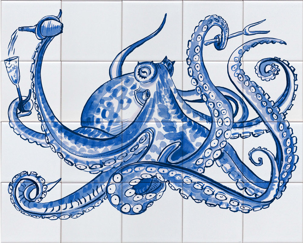 tegeltableau met octopus