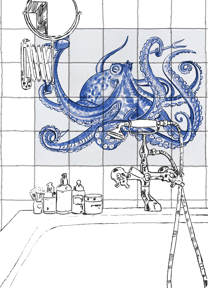 tegeltableau met octopus