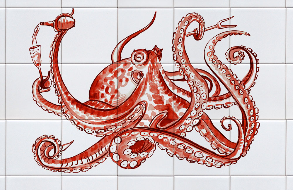 tegeltableau met octopus