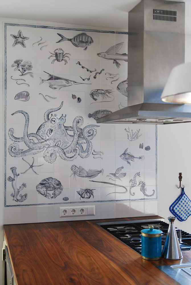 tegeltableau met octopus