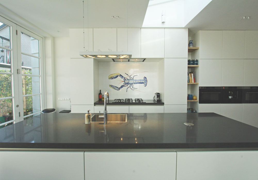 kitchen backsplash tile panel with lobster