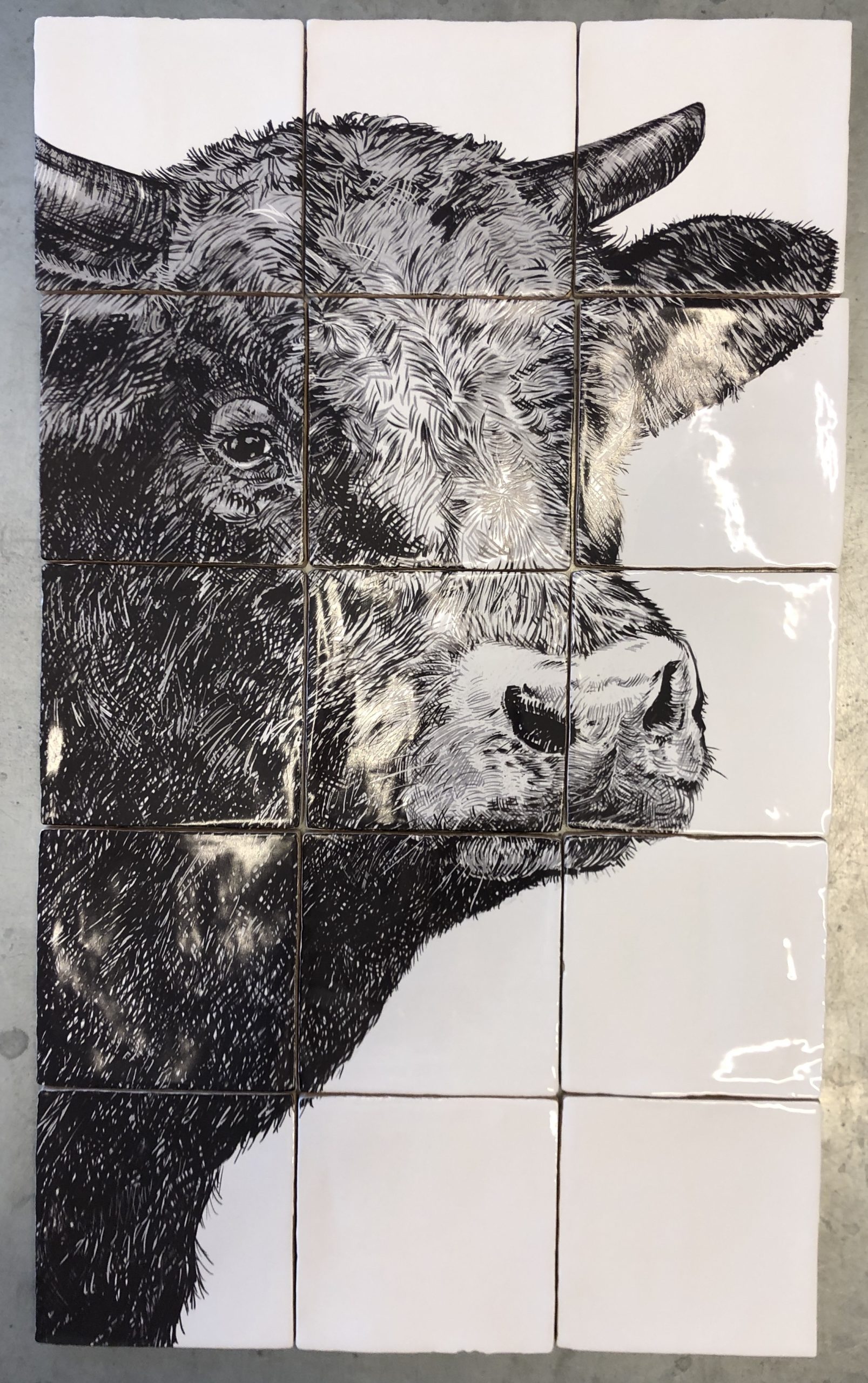tile panel cow's head