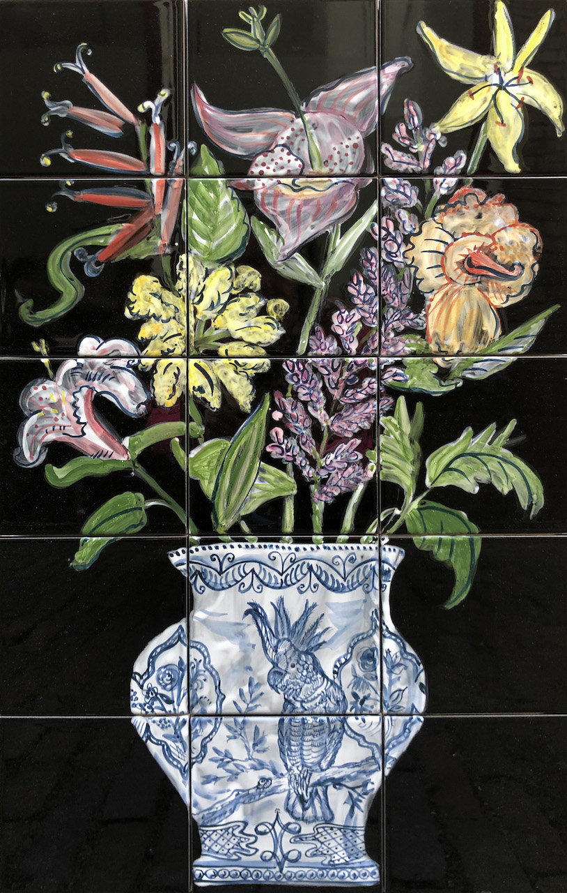 Flowers tile panel