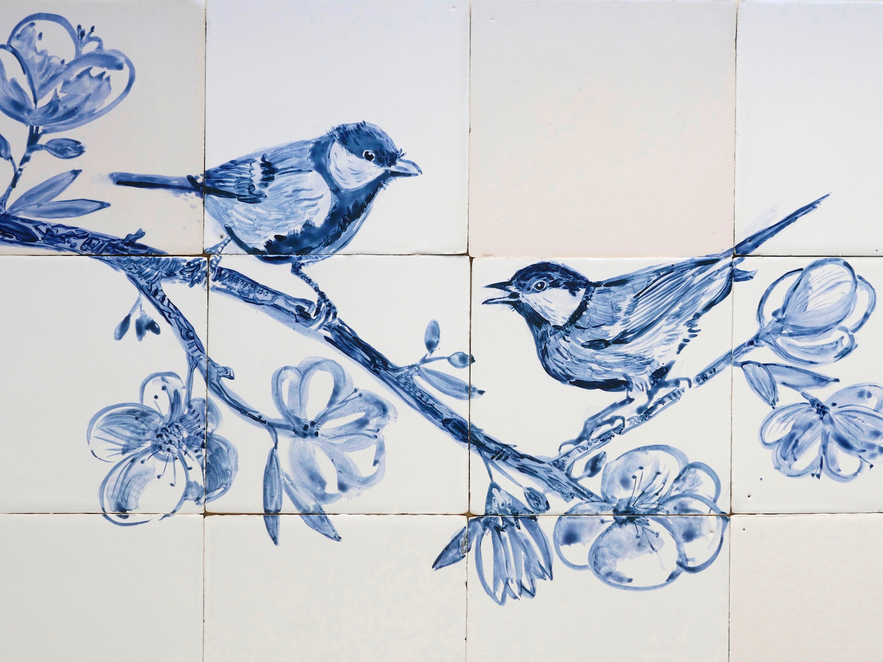 tile panel with birds