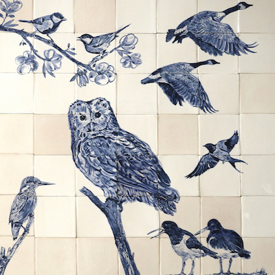 tile panel with birds