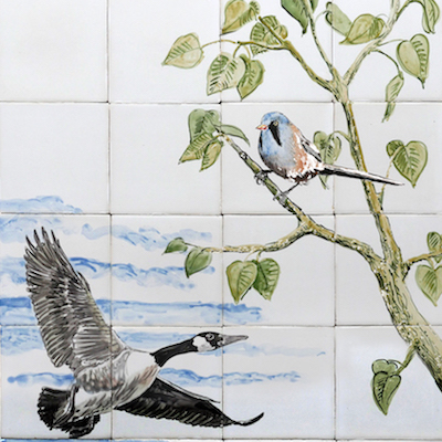 wild ducks tile panel