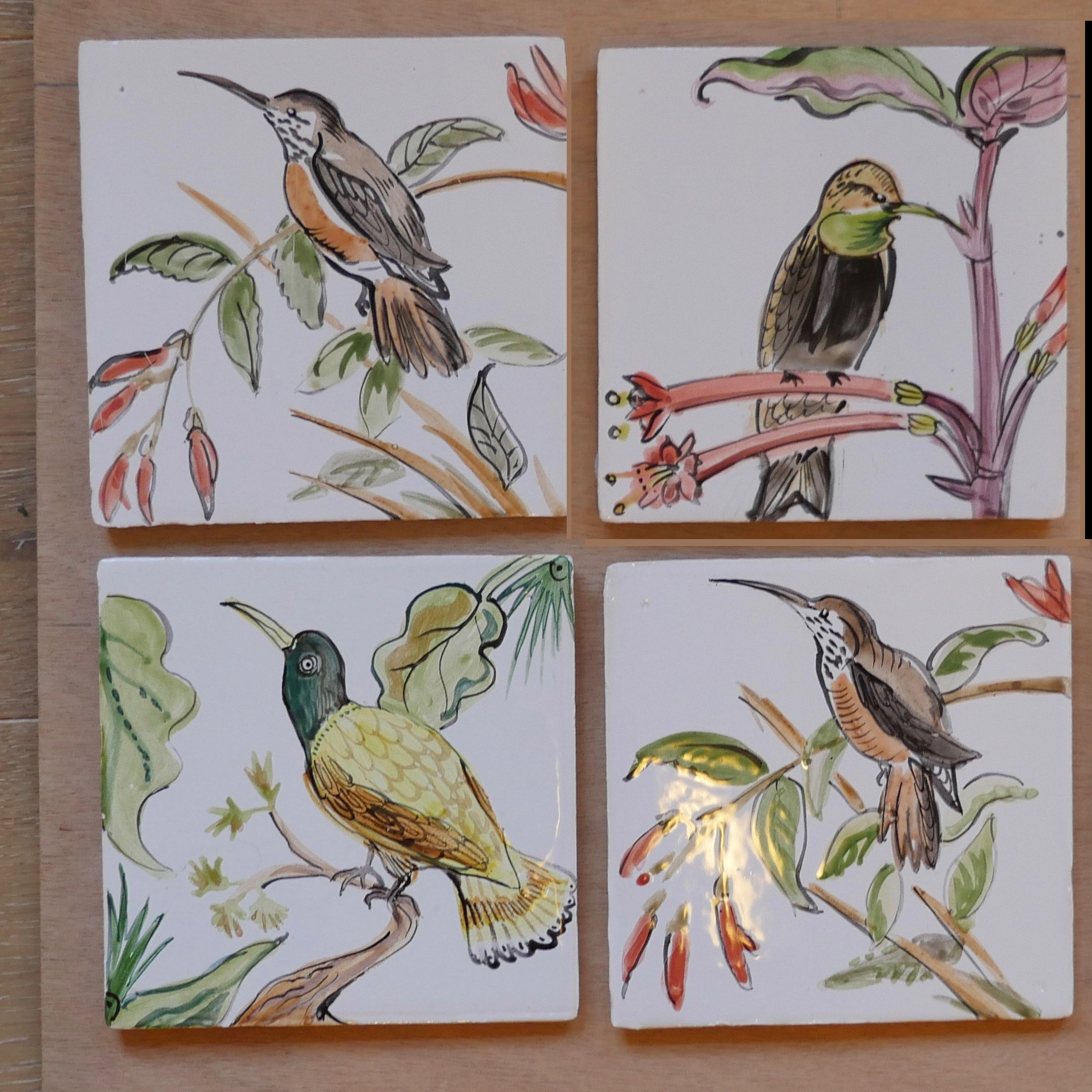 tiles humming birds