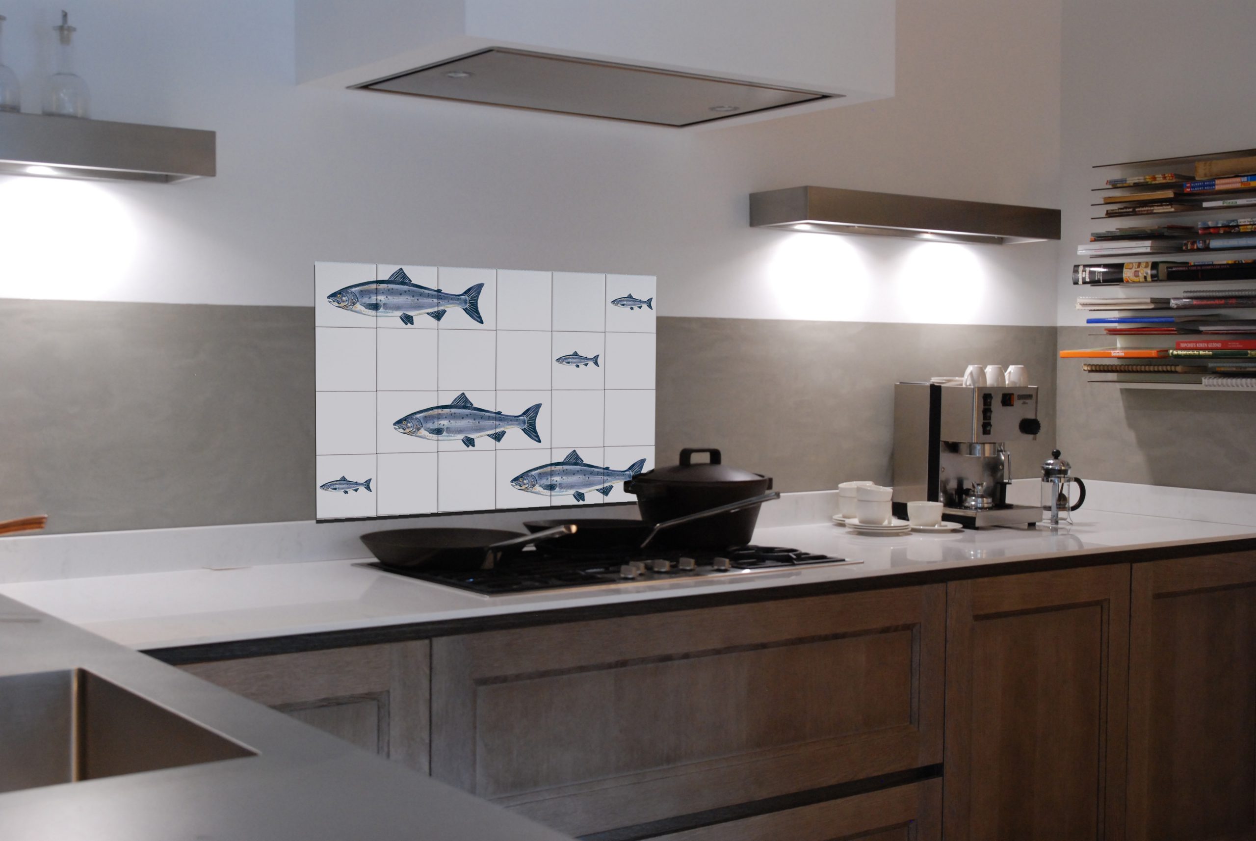 Salmon backsplash panel