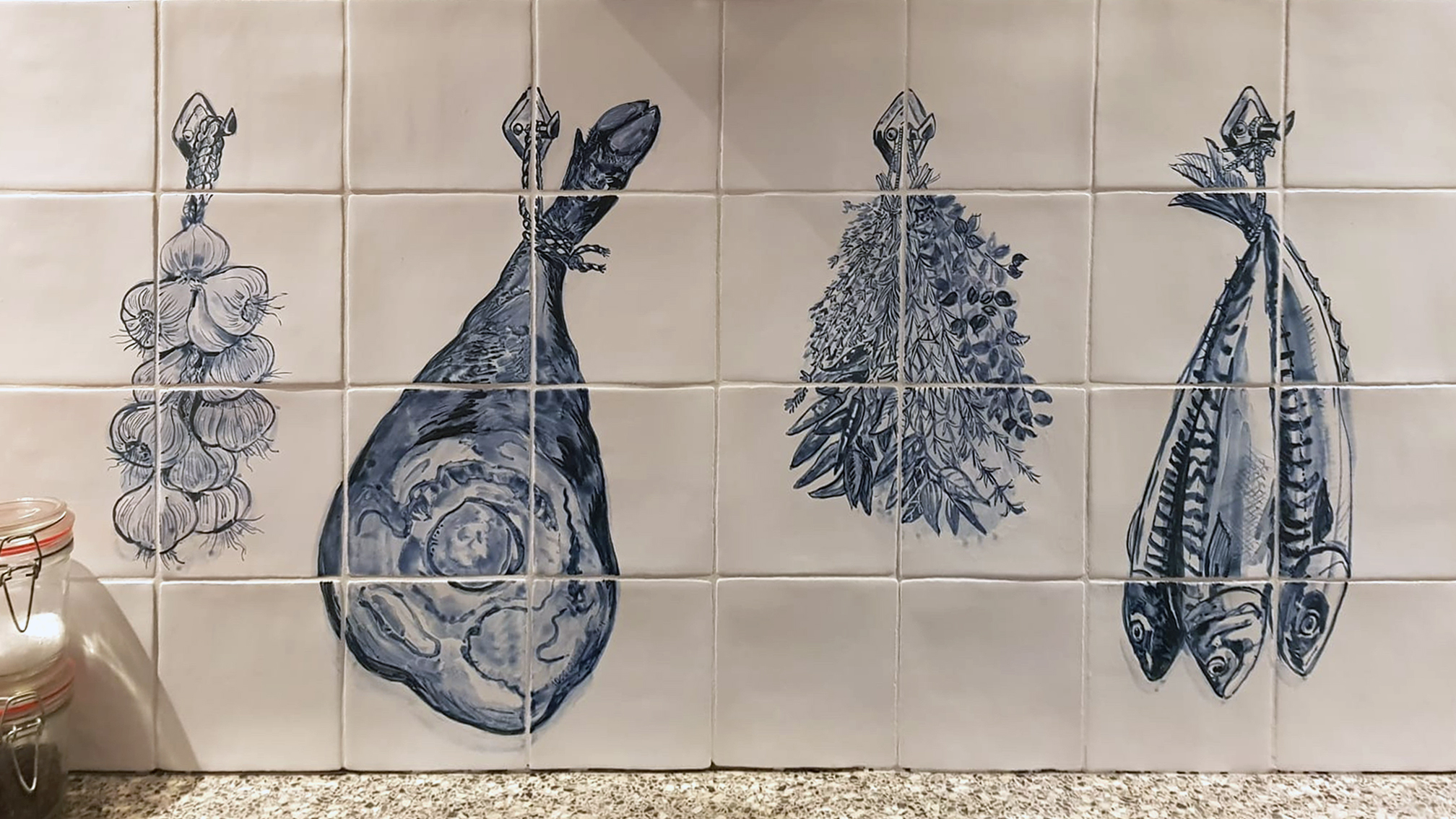 Ham and Mackerel tile panel