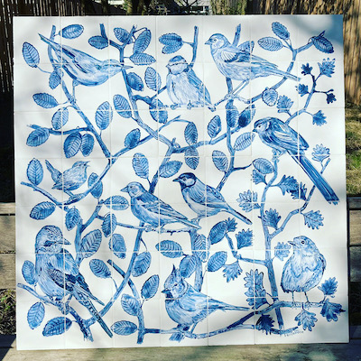 birds tile panel