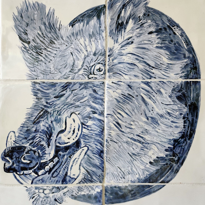 Wild boar tile panel