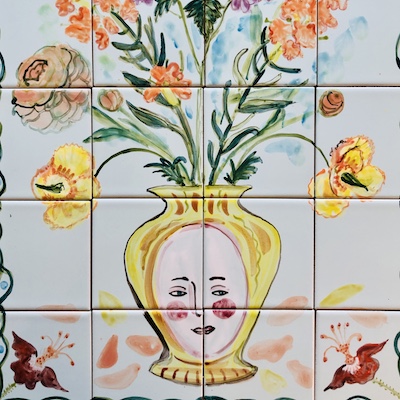 tegeltableau bloemen, tile panel flowers, bloem op tegels.